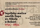 Poziv na predstavljanje knjige „Glagoljske matice umrlih Župe sv. Nikole u Božavi 1731. – 1832.“
